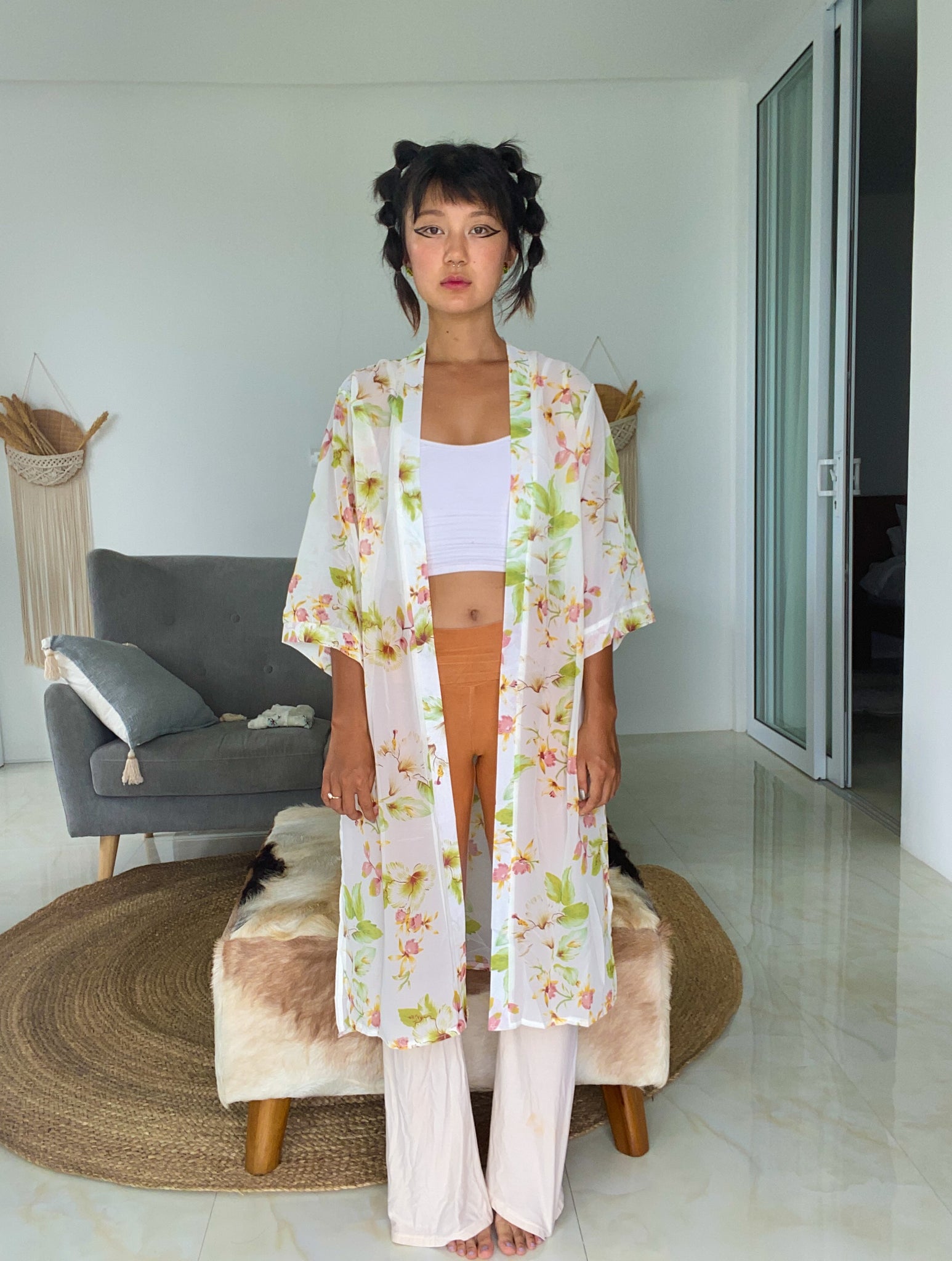 Sheer Hibiscus Robe
