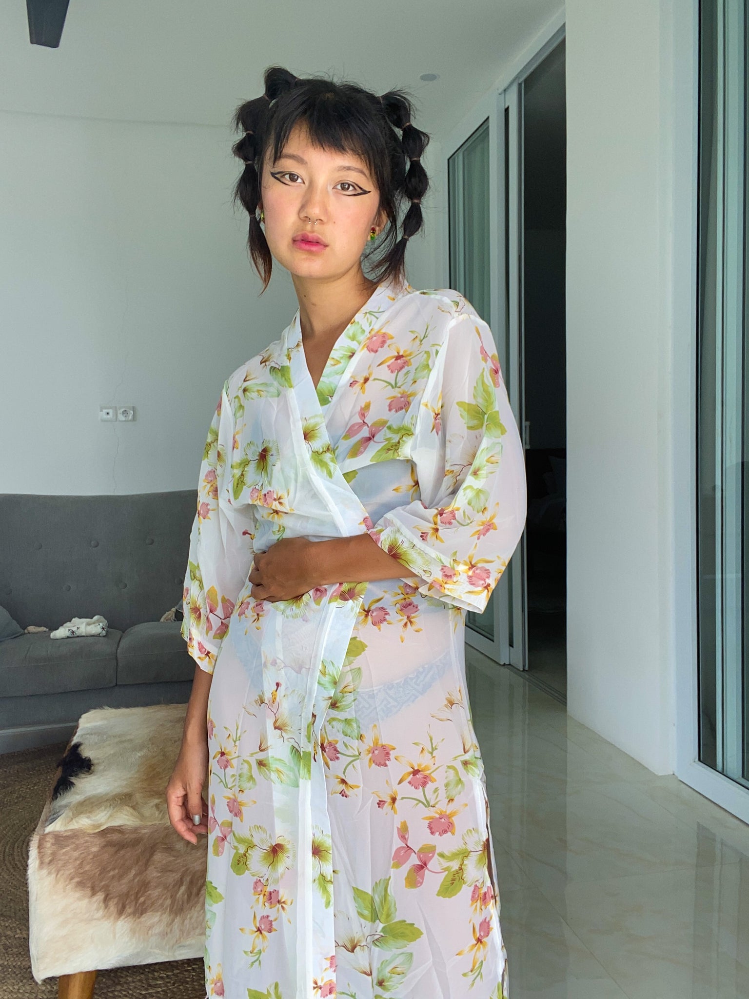 Sheer Hibiscus Robe