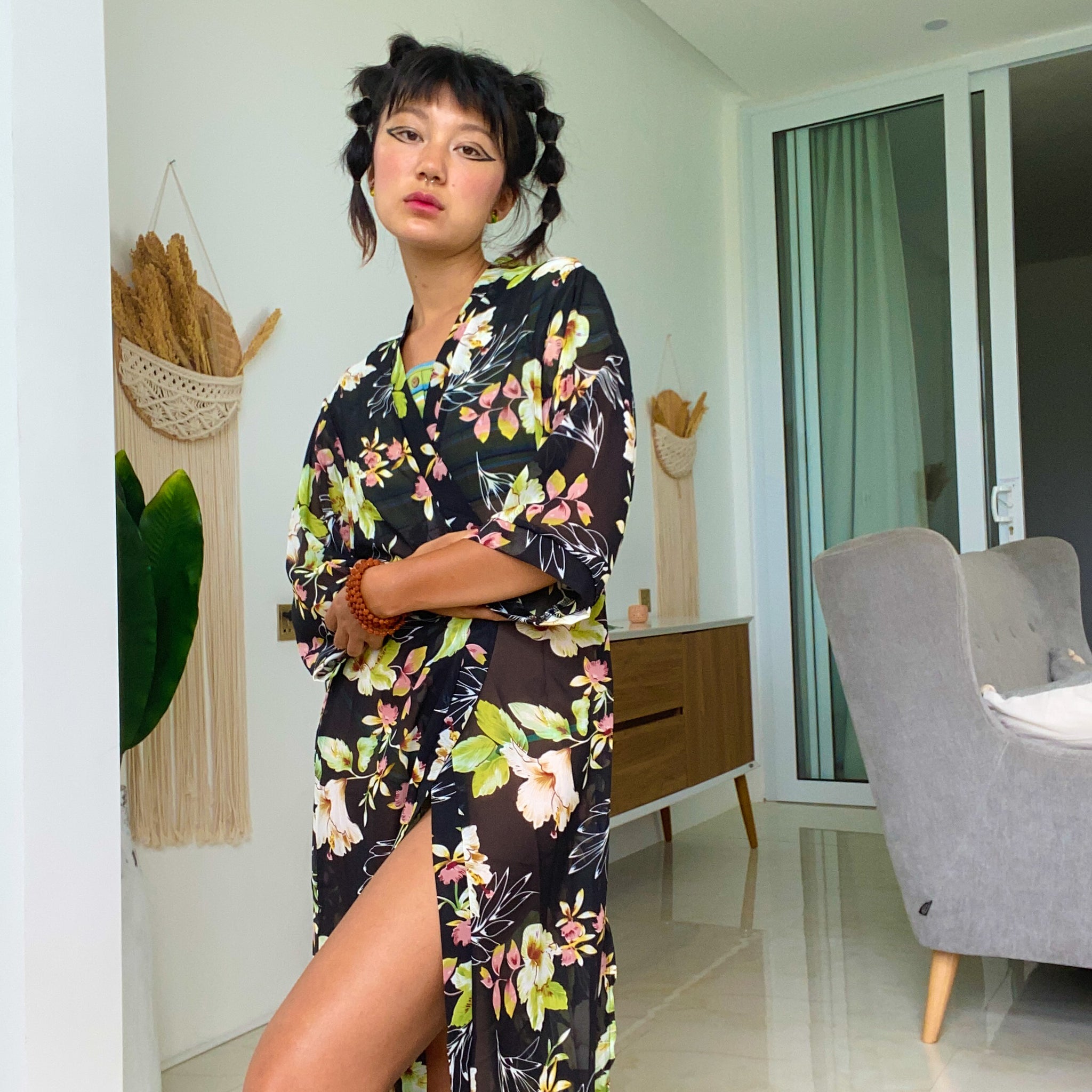 Sheer Hibiscus Robe