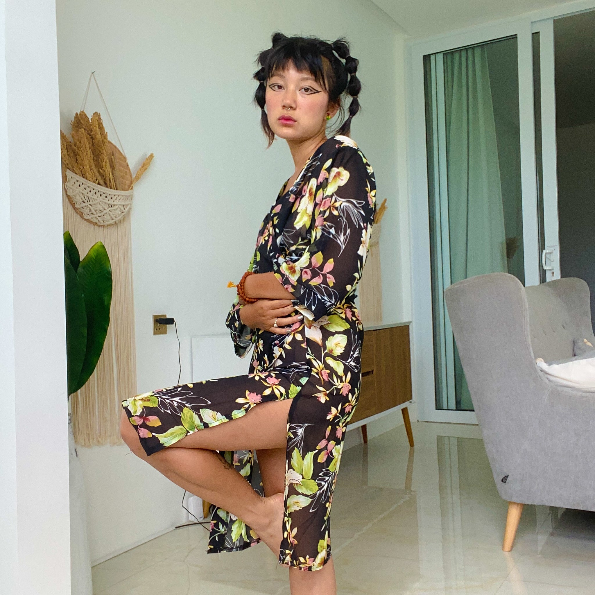 Sheer Hibiscus Robe