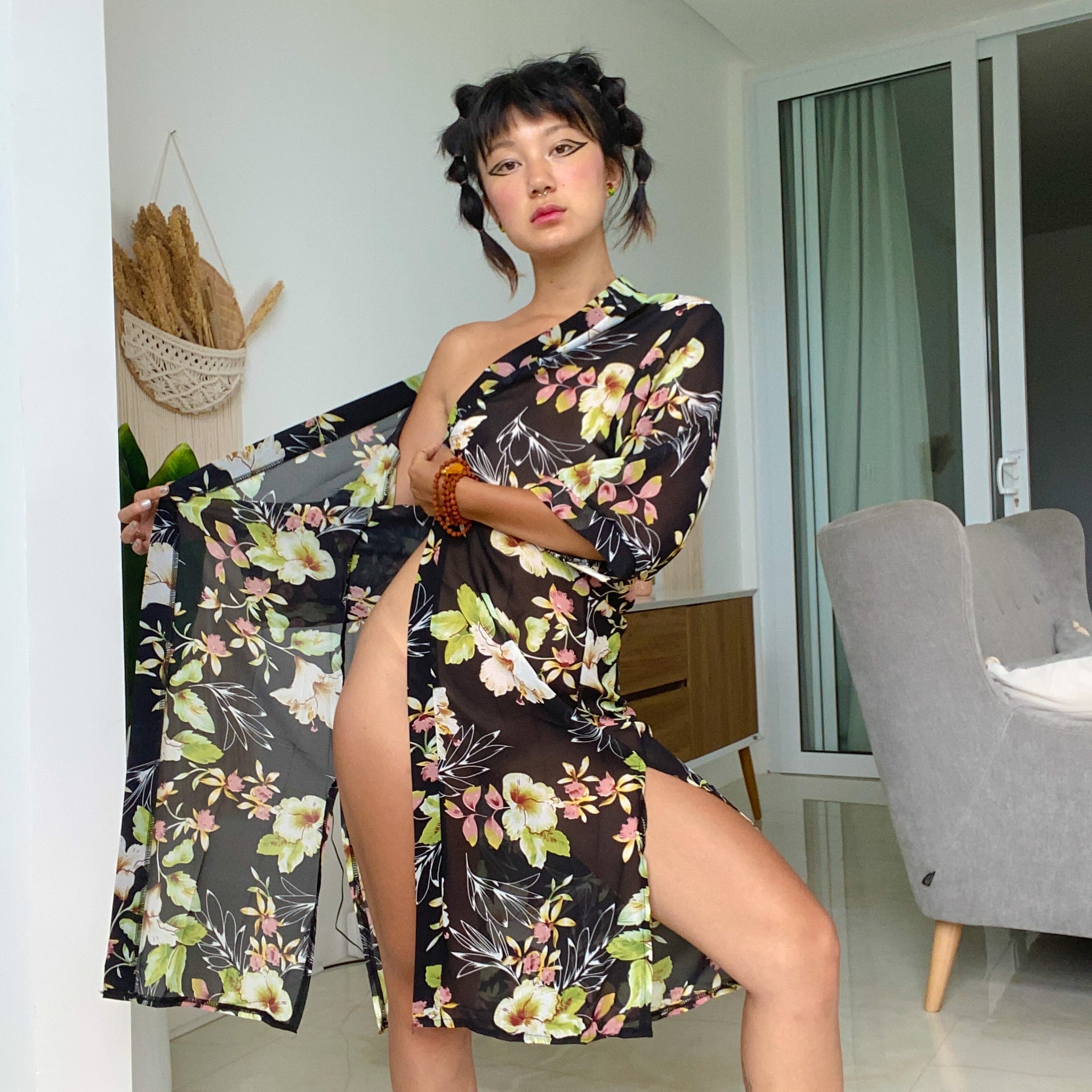 Sheer Hibiscus Robe